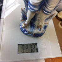 Thumbnail for Antique German Bisque Porcelain  Candle Holder Figurine – Blue & Gold Accents 9