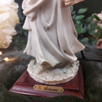 Thumbnail for Giuseppe Armani Figurine Country Girl with Flowers on - Vintage 80s Wooden Base8