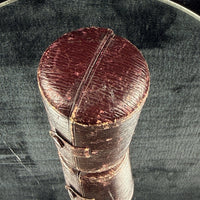 Thumbnail for Vintageantique Leather Travel Case Cylindrical Burgundy Snap Closure 1920s deco4