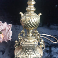 Thumbnail for Stunning French Brass Table Lamp Ornate Rococo Base, Working, 18in Tall Heavy12