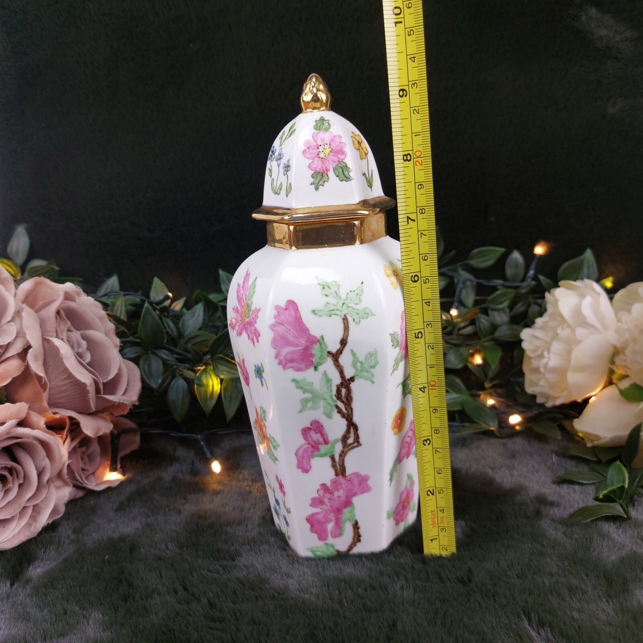 PalmerGinger Jar 1987 Ornoment Interior Deco 9.25" United Kingdom pink decor.3