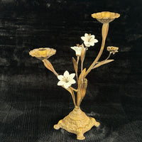 Thumbnail for Italian Style Bronzed Brass Floral Candlestick White Ceramic Flowers gift 40cm14