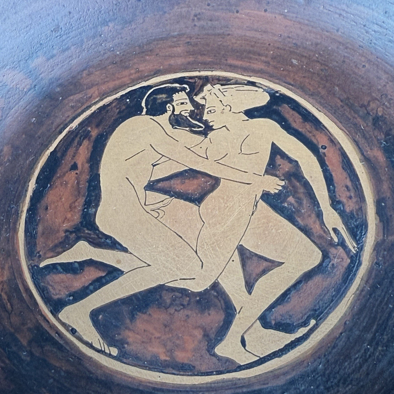 Ancient Greek Style Pottery Kylix Cup - Red-Figure "Real Copy" Signed by X. Sara6