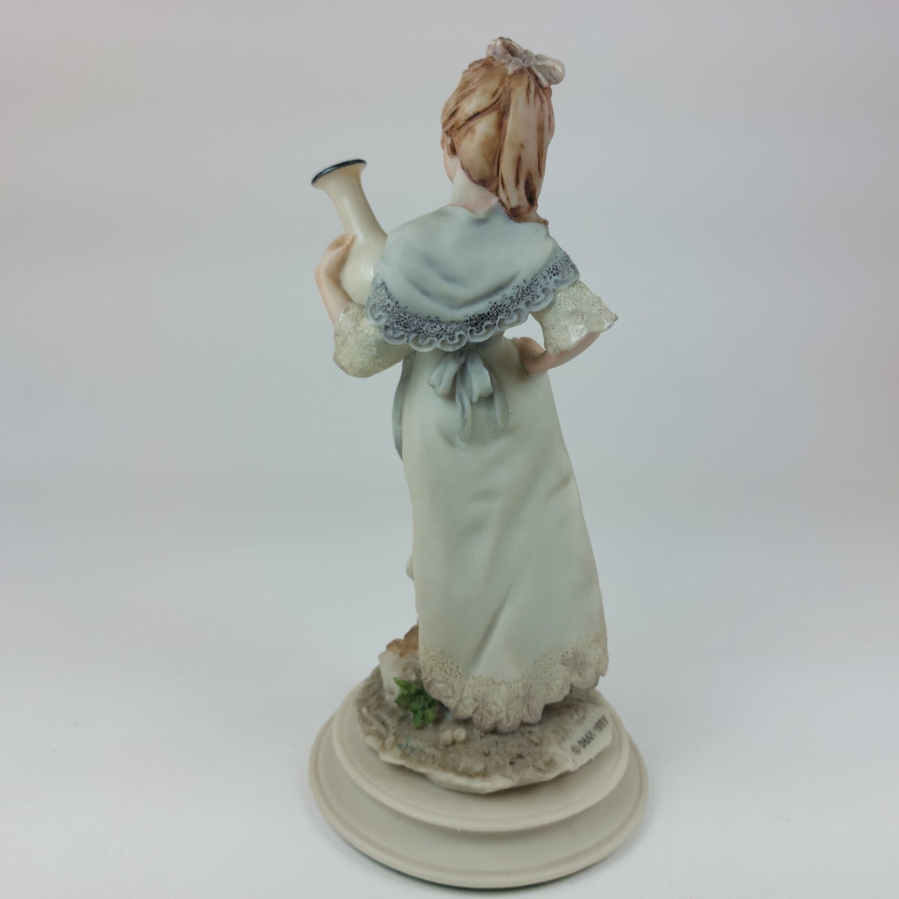 Signed A. Belcari Girl with Dog Vase Capodimonte Italian Porcelain 7" 1987 dec8