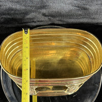 Thumbnail for Vintage Copper & Brass Planter Jardiniere 9.5” Footed Oval Hammered Floral deco10