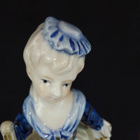 Thumbnail for Vintage Porcelain Foreign Lady Musician Figurine 6.5
