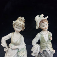 Thumbnail for Giuseppe Figurines Armani Pair Boy Girl Flowers Basket Romantic Scene 9