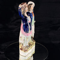 Thumbnail for 19th Century antique Staffordshire Pottery Large Figure Couple Flatback repaired12