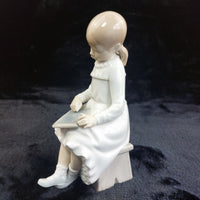 Thumbnail for Nao by Lladro Girl Figurine Reading 8 Slate School repaired bookcase decor kids6