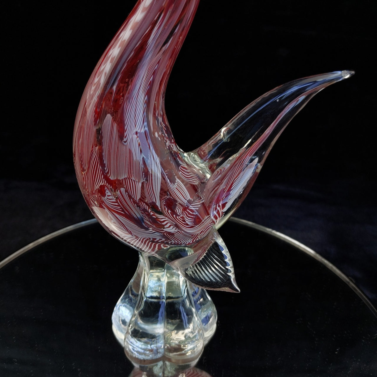 Murano Rooster Glass Pink Filigrana Art Hand Blown 1kg 10" Italian home decor8