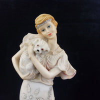 Thumbnail for Juliana Collection 15in Figurine, Tall Lady with Dog, large Resin Art Deco Beige2