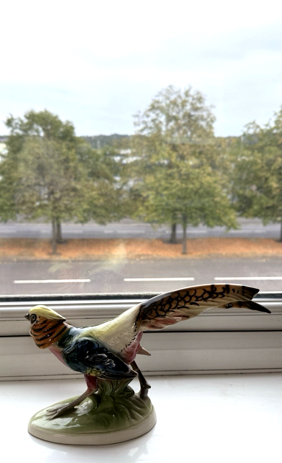Rare Art Deco Keramos Wien Porcelain Golden Pheasant Figurine - Made in Austria9