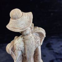 Thumbnail for Asian Woman with Fan and Birds Resin Figurine Ivory Colour Approx 10in Worn13