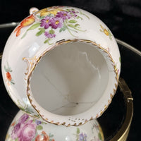 Thumbnail for 19th century antique Dresden Porcelain Vase Floral Tripod Legs 19th C Repaired9
