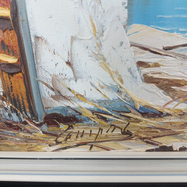 Mediterranean Coastal Scene Oil Painting – Signed Framed Artwork United Kingdom1