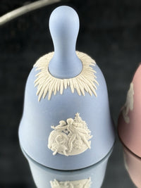 Thumbnail for Wedgwood Jasperware Bell Set – 1999 Blue Christmas & Pink Cherub – England2