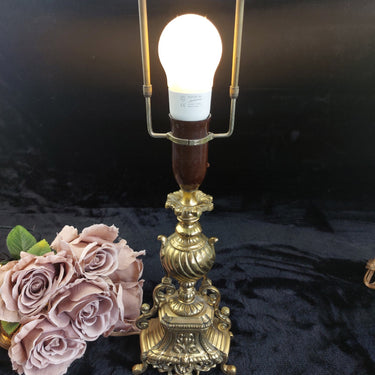 Stunning Brass Table Lamp Good – Ornate Rococo Base, Working, 18in Tall Heavy0