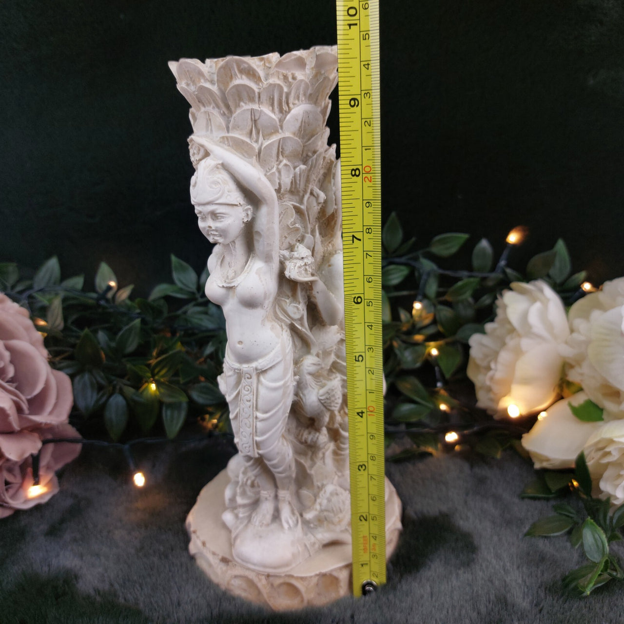 Vintage Temple Hindu Dancer Sculpture Vase – Ornate Goddess Figurine, see pics3