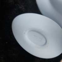 Thumbnail for Wedgwood Jasperware White & Blue Collectible Egg with Dish 1978 Trinkets Boxes/12