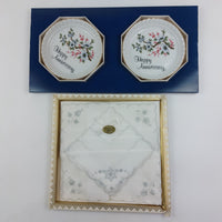 Thumbnail for Swiss Coasters Handkerchiefs porcelain anniversary Set gift AJL Stoke-onTrent0