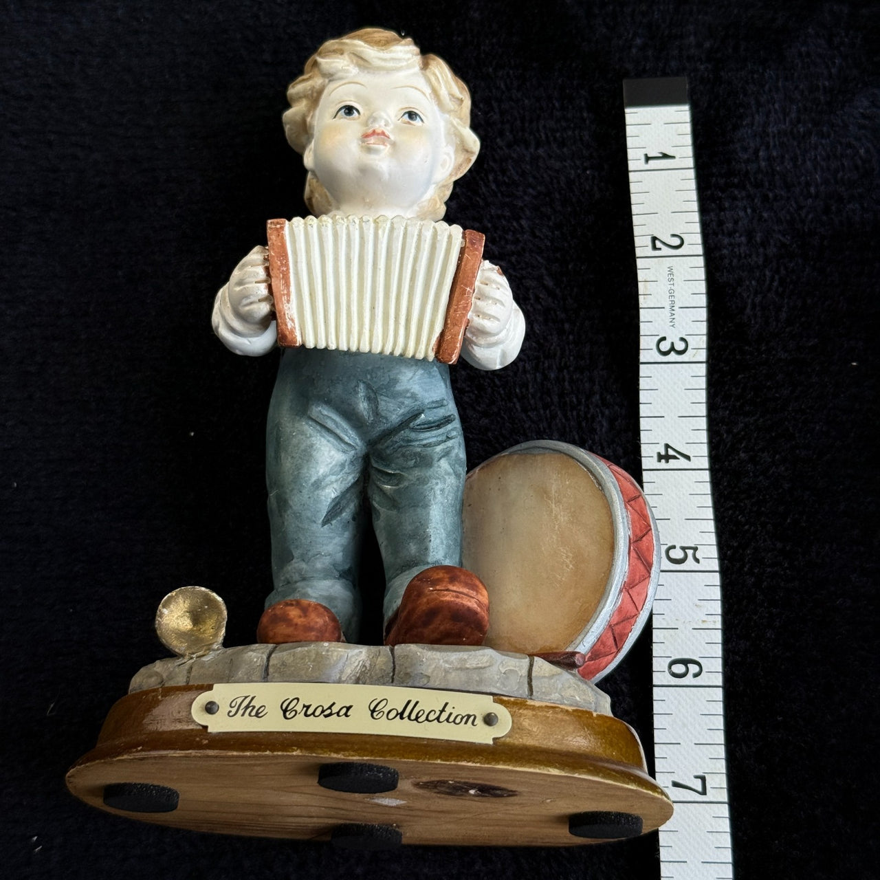Crosa Collection Playing Figurine Accordion Drum 7" Signed xmas gift decor Boy.1
