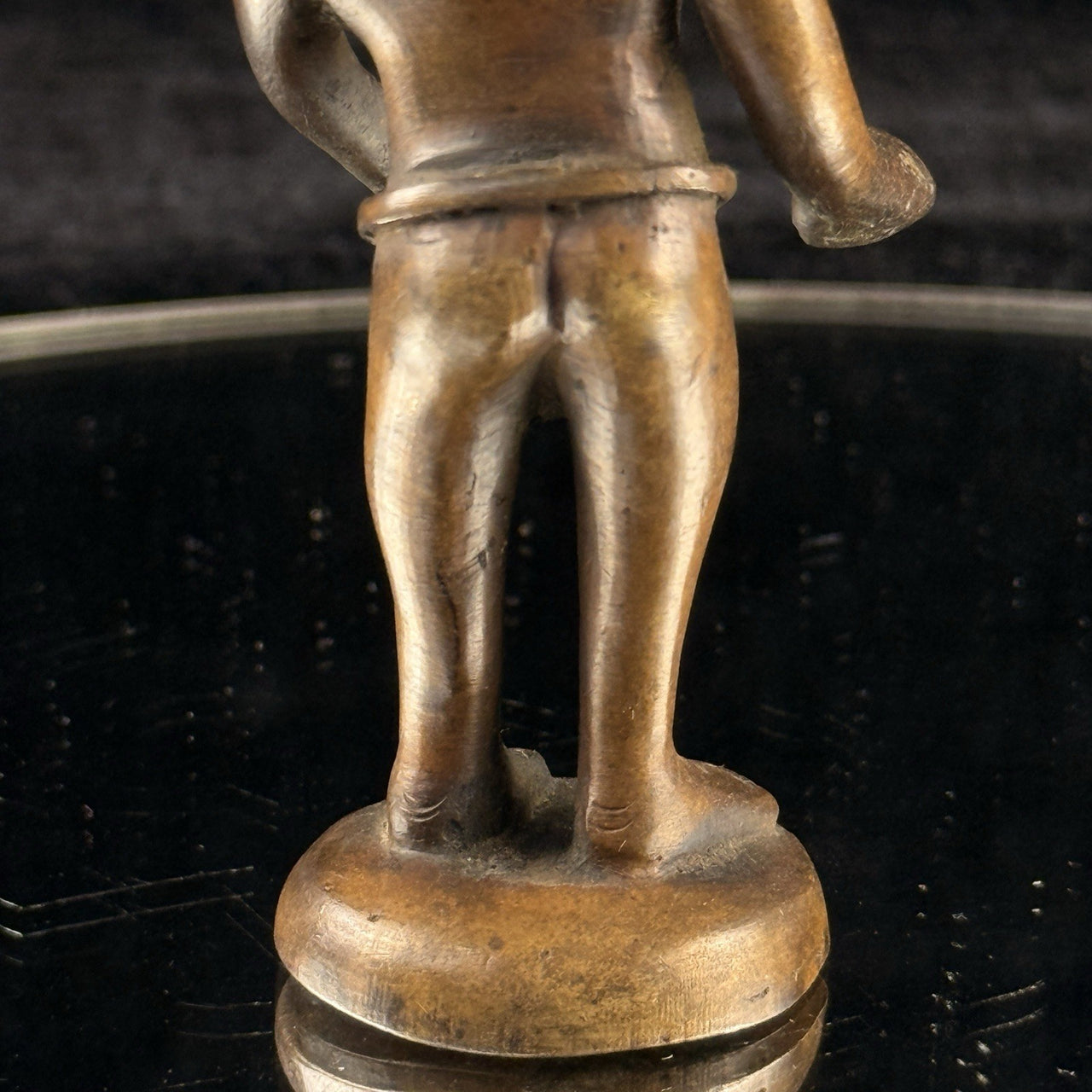 Antique Bronze Tribal Figure African Style Metal Sculpture – Worn Hand. 4” Tall 6