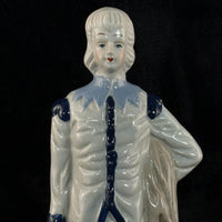Thumbnail for Antique Porcelain decor Colonial Man Figurine White Blue Glaze 11