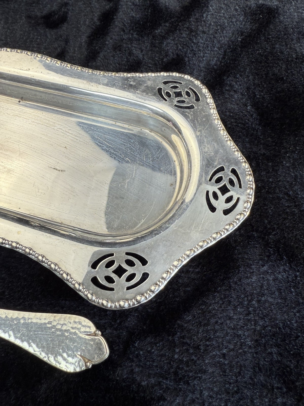 Vintage SilverPlated Serving Tray and serving Spoon Set rectengle plate5