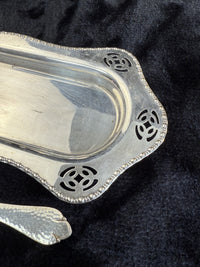 Thumbnail for Vintage SilverPlated Serving Tray and serving Spoon Set rectengle plate5