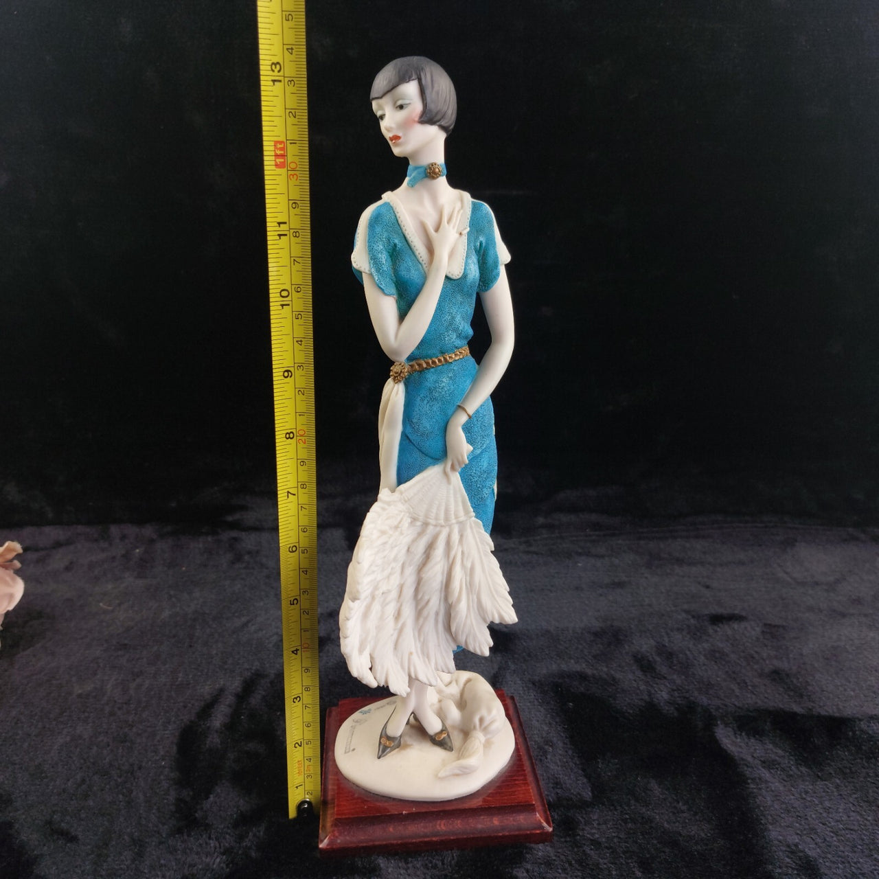 Florence Giuseppe Armani lady Figurine 1987 Art Deco in Blue 34cm Italy decor.17