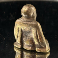 Thumbnail for Antique Buddha Brass Figurine Miniature Monk Statue 2” Aged Patina Meditation5