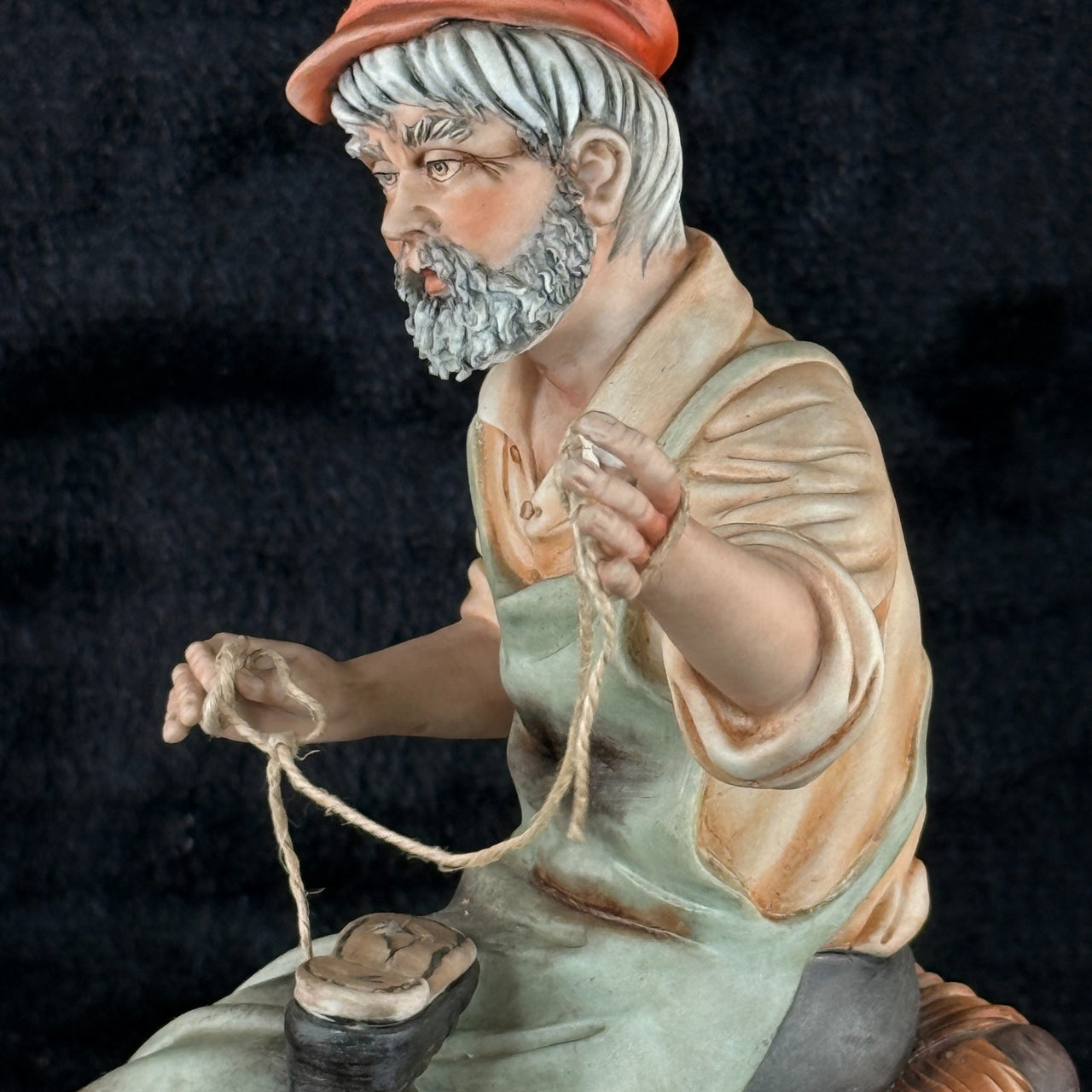 Cortese Capodimonte Figurine Porcelain Shoemaker Scene Italy 1963 Signed 9 in7