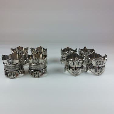 Nickel & Black Diamond Wallace Silversmiths Napkin Rings Crystal 1Male & 1 Femal1
