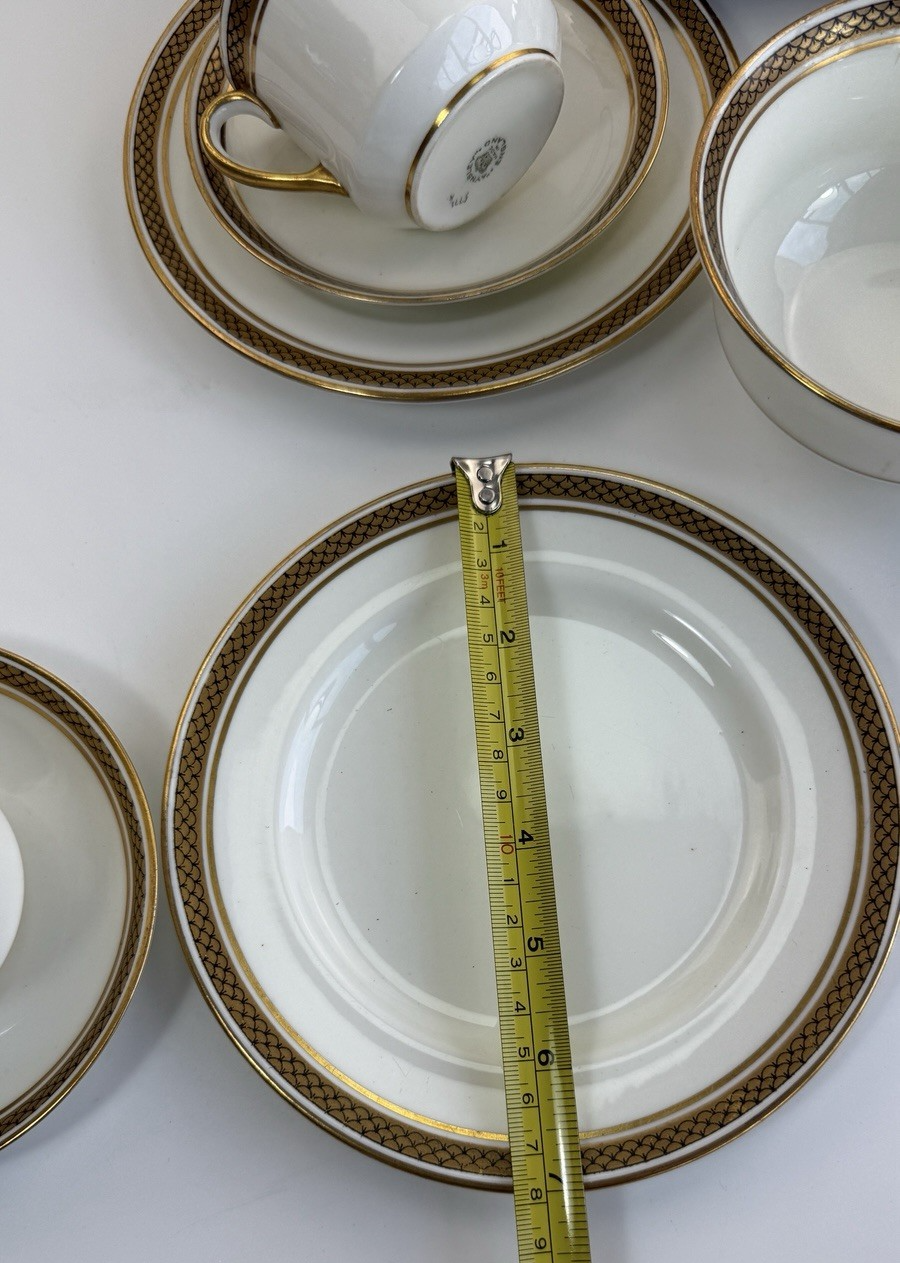 Stunning Antique Cauldon & Aynsley 27pc Tea Set c.1910 | Edwardian Gilt & Black21