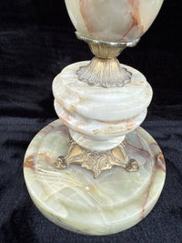 Thumbnail for Art Deco Green Onyx Marble Brass Pedestal Ashtray Stand Tobacciana home decor15