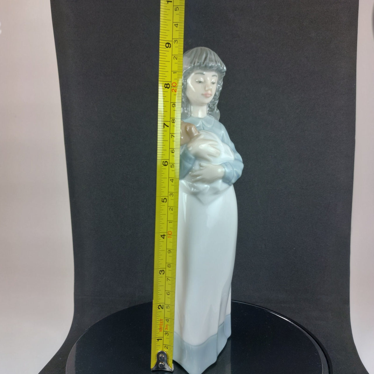 NAO Handmade Beautiful Porcelain Young ladyl with Puppy Figurine - 8.9" - 1990.2