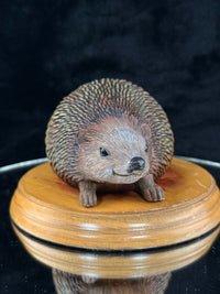 Thumbnail for Hand‑Painted Hedgehog on Wooden Plinth – Wildlife Figure / Ornament Resin? Gift10