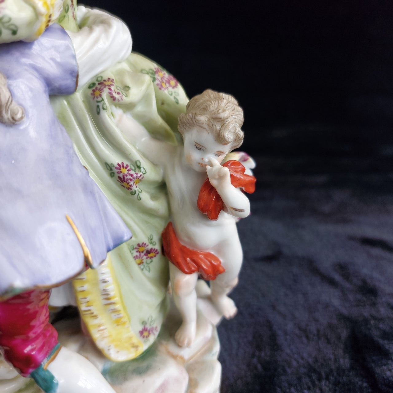 Antique Dresden Style Porcelain Figurine The Broken Bridge Michel Victor Acier12