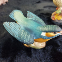 Thumbnail for Royal Worcester Kingfisher & Thrush Bird Figurines England ceramic repaired5