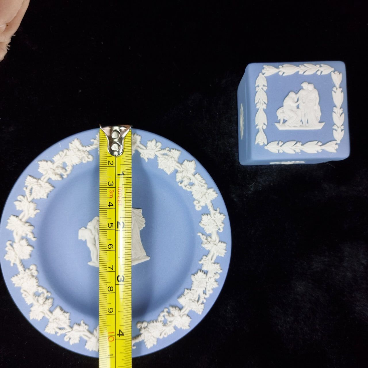 Wedgwood Blue Jasperware Mini Square Trinket Box & Plate Set – England in Made 12