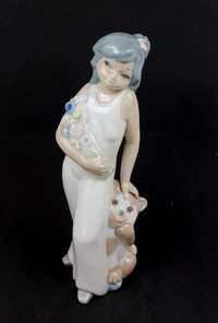 Thumbnail for Casades & Girl Dog Porcelain Figurine Spanish Handcrafted Floral Art 8.5