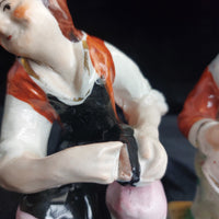 Thumbnail for Antique Staffordshire decor Figurines Seated Couple classic Pair 906g  see pics14