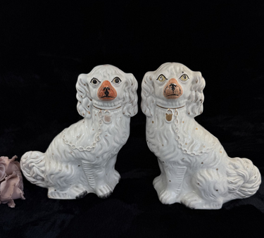 Antique Staffordshire Porcelain King Charles Spaniel Figurine Pair Victorian dec1
