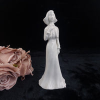 Thumbnail for Vintage white Porcelain beautiful Girl FigurineElegant White Dress Blue Mark  9