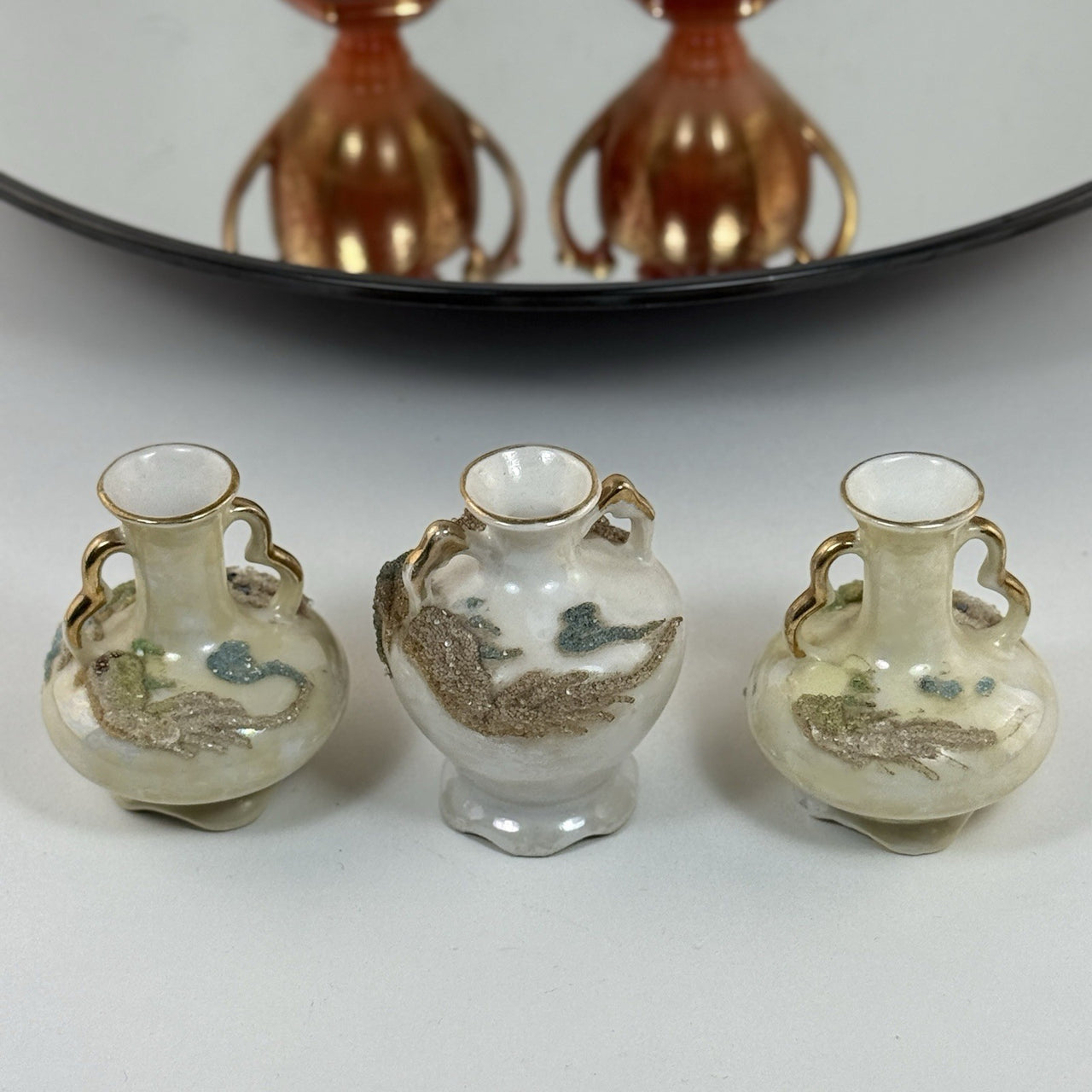 Miniature Japan Lusterware Vases Porcelain Ornaments Set Of 5 easter decor Style9