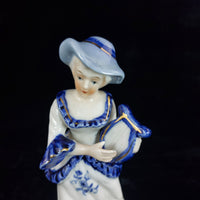Thumbnail for Lady Porcelain Figurine – Blue & White Victorian Style United Kingdom Vintage2