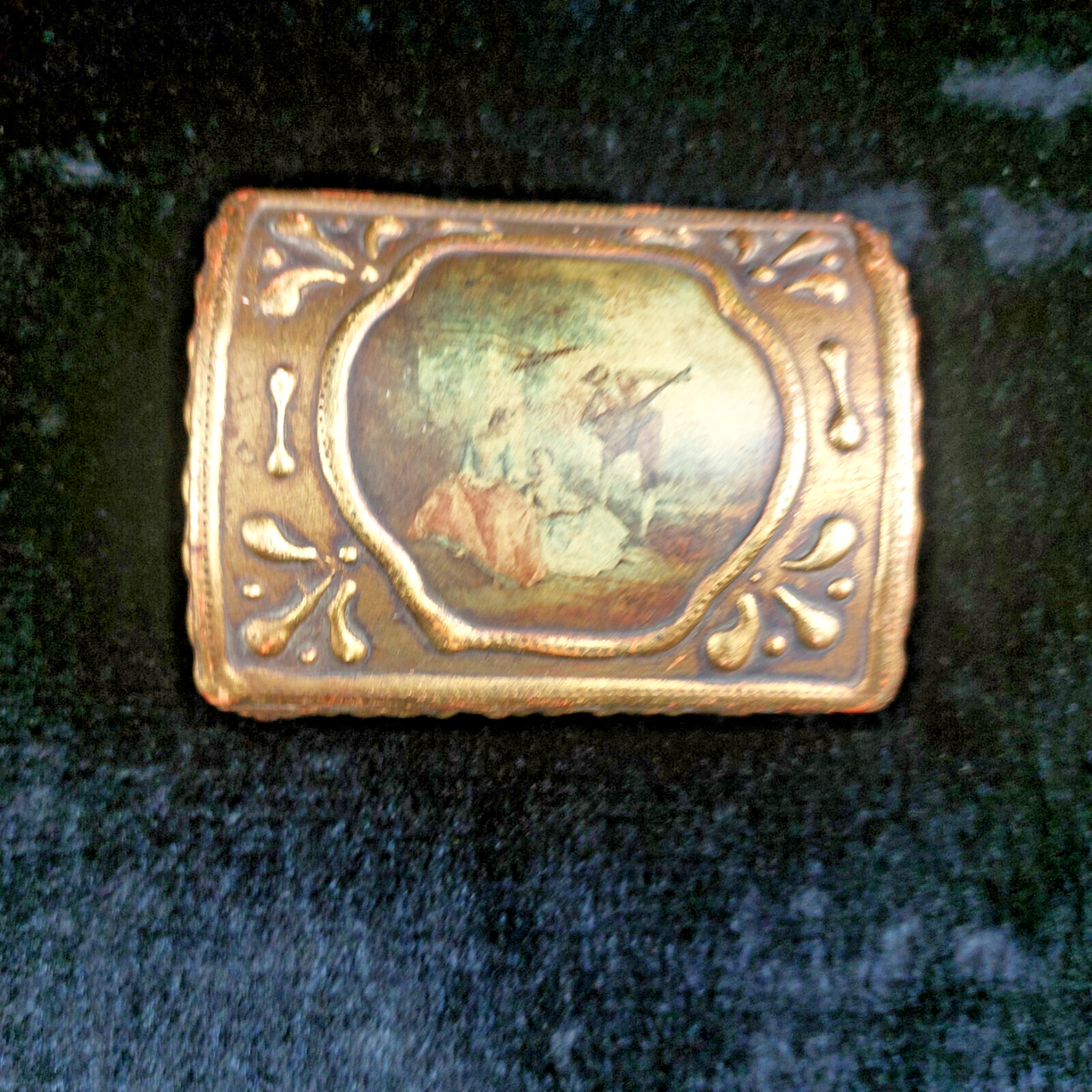Antique Gilt Trinket Wood Fragonard Painted Style portrait of beauty Ladies7