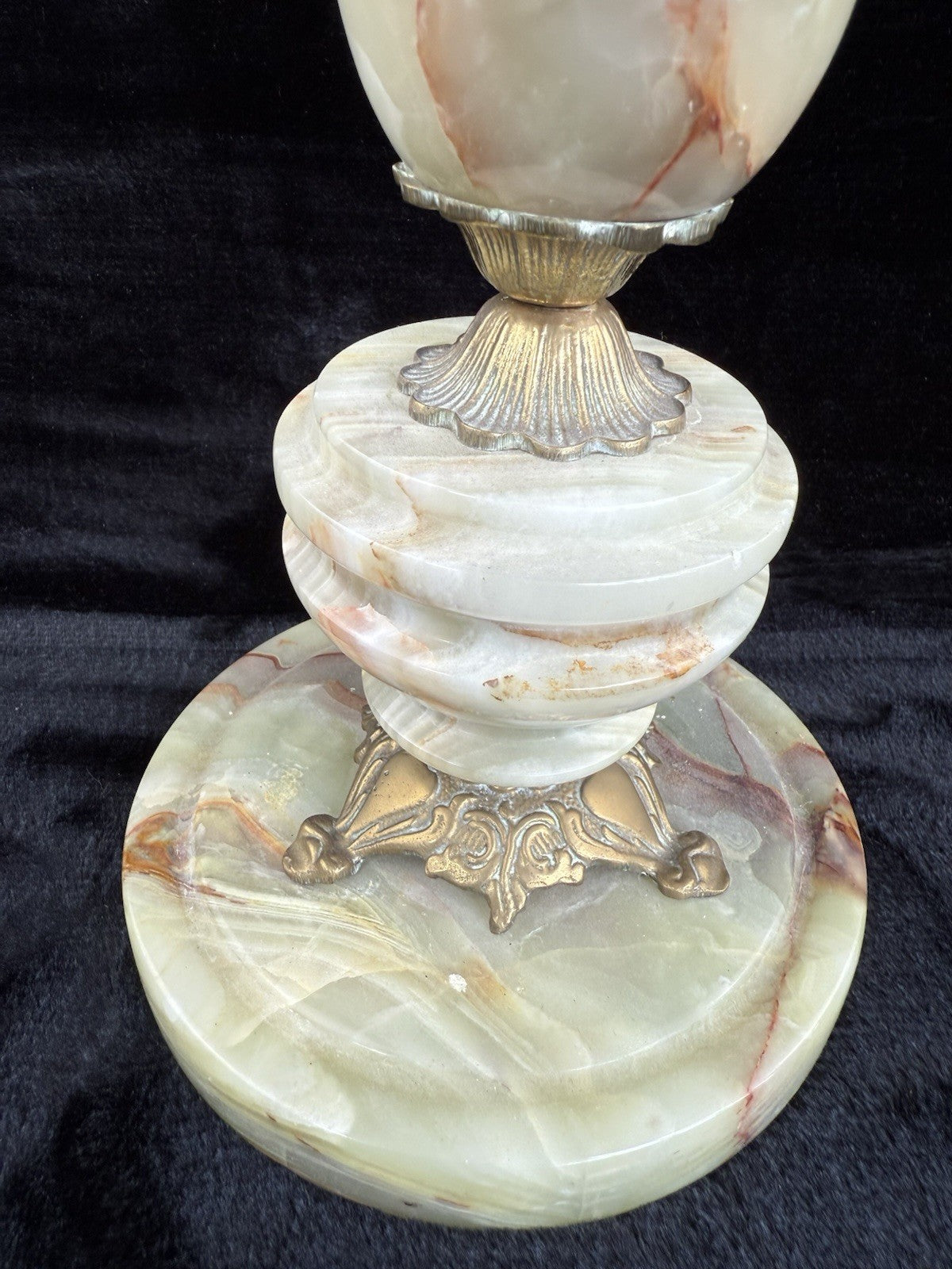 Art Deco Green Onyx Marble Brass Pedestal Ashtray Stand Tobacciana home decor15