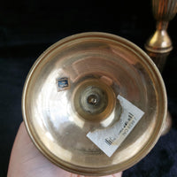 Thumbnail for Brass Made in India Pair Ribbed Candle Holders Vintage Solid Brass Candlest 7.5