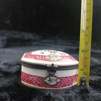 Thumbnail for Chinese Porcelain Trinket Jewelry Box Floral Pink Lattice 3